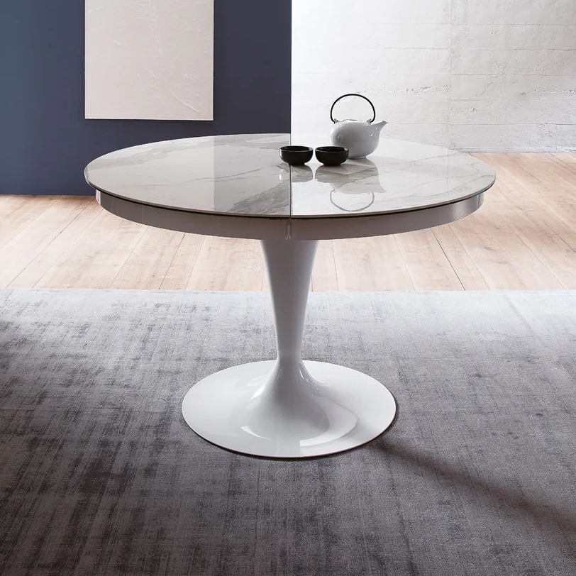 Раздвижной обеденный стол Eclipse CC07 – Pyroceram Glass Calacatta от Ozzio Italia