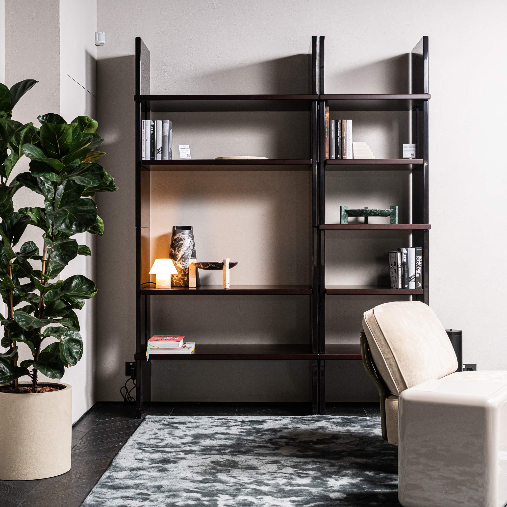 Стеллаж/библиотека Zoe 60 Canaletto Walnut Dark brown/Moka от Minotti